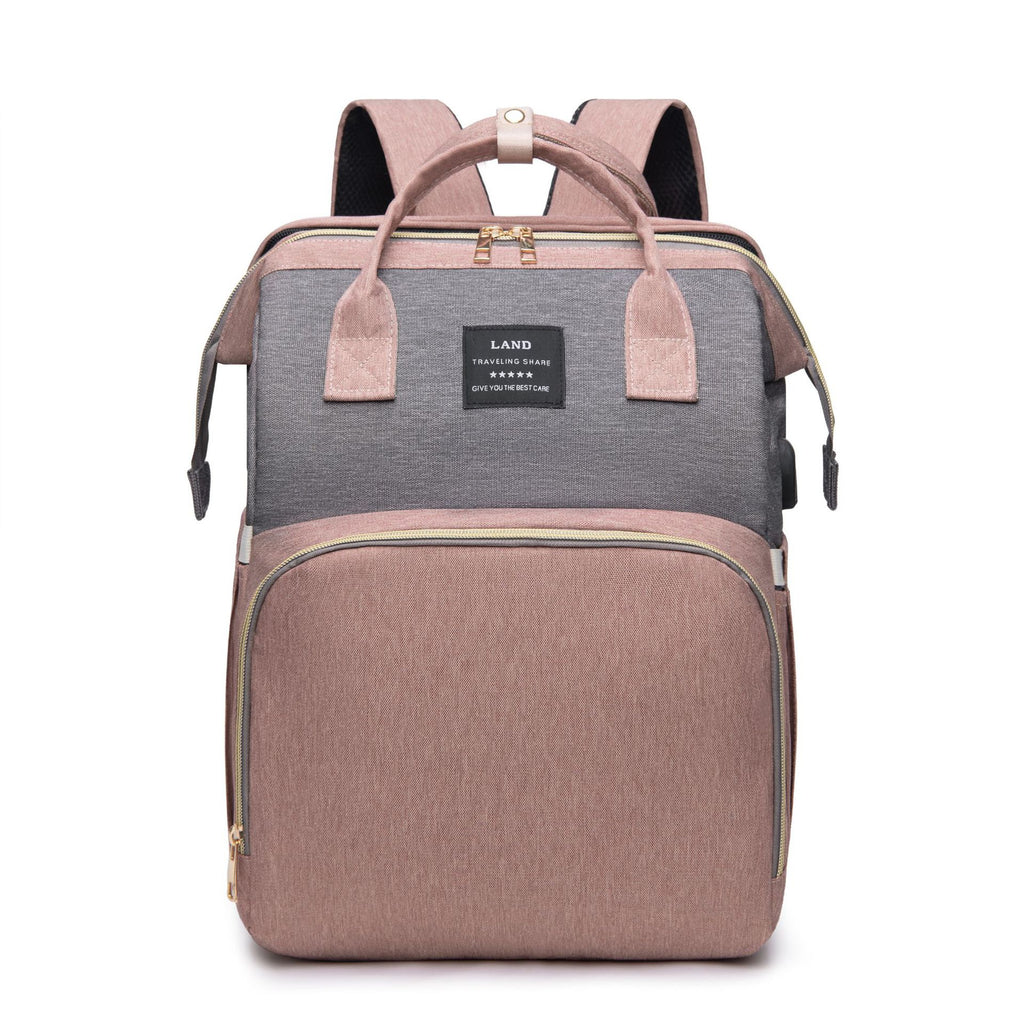 Multi-functional folding baby crib travel milk bottle large-capacity dry-wet separation mother and baby bag